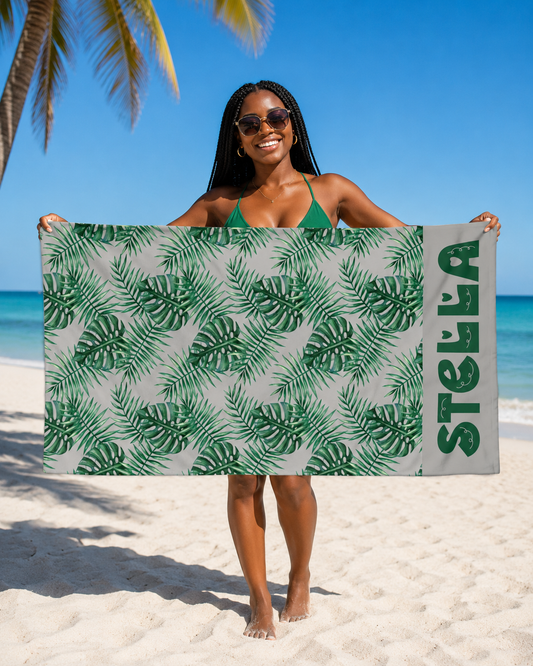Tropical Bliss Grey Beach Towel