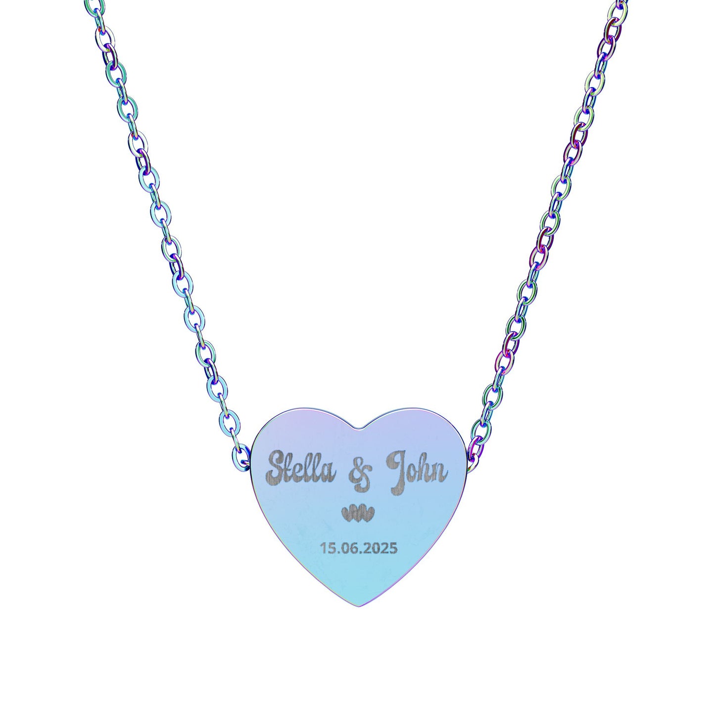 Engravable Heart Necklace — Personalized Name & Date Pendant