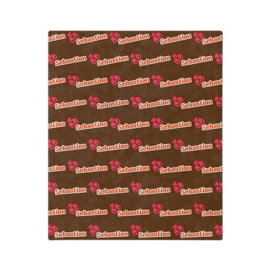 Personalized Name Velveteen Microfiber Blanket — Brown Patterned Name Script Cozy Throw- Gift for Him or Gift for Her.