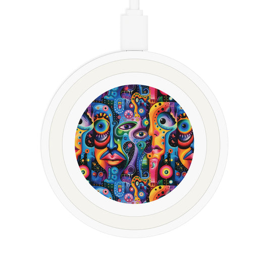 Psychedelic Visions Quake Wireless Charging Pad - Colorful Art Design for Modern Tech Lovers