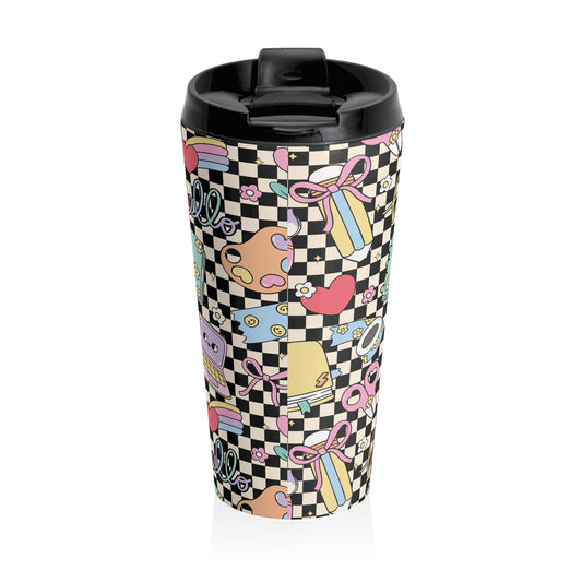 Customizable Black Doodle Daydream Composition Book Inspired Travel Mug, Personalized Gift for Teachers, Back to School Drinkware, Christmas Present, Stylish Coffee Cup
