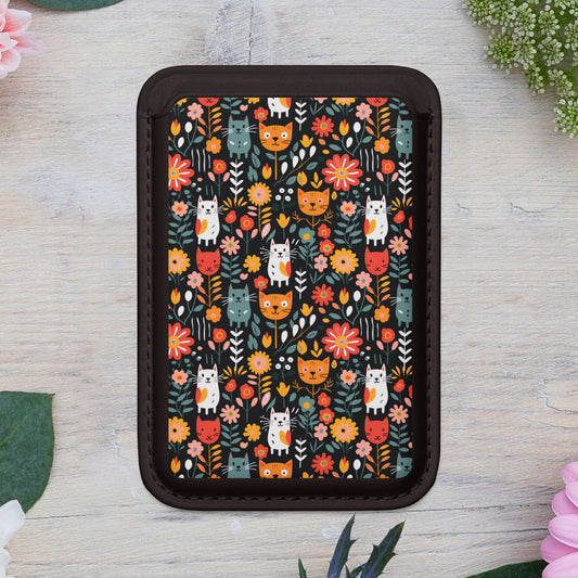 Whimsical Feline Garden Magsafe Vegan Card Wallet