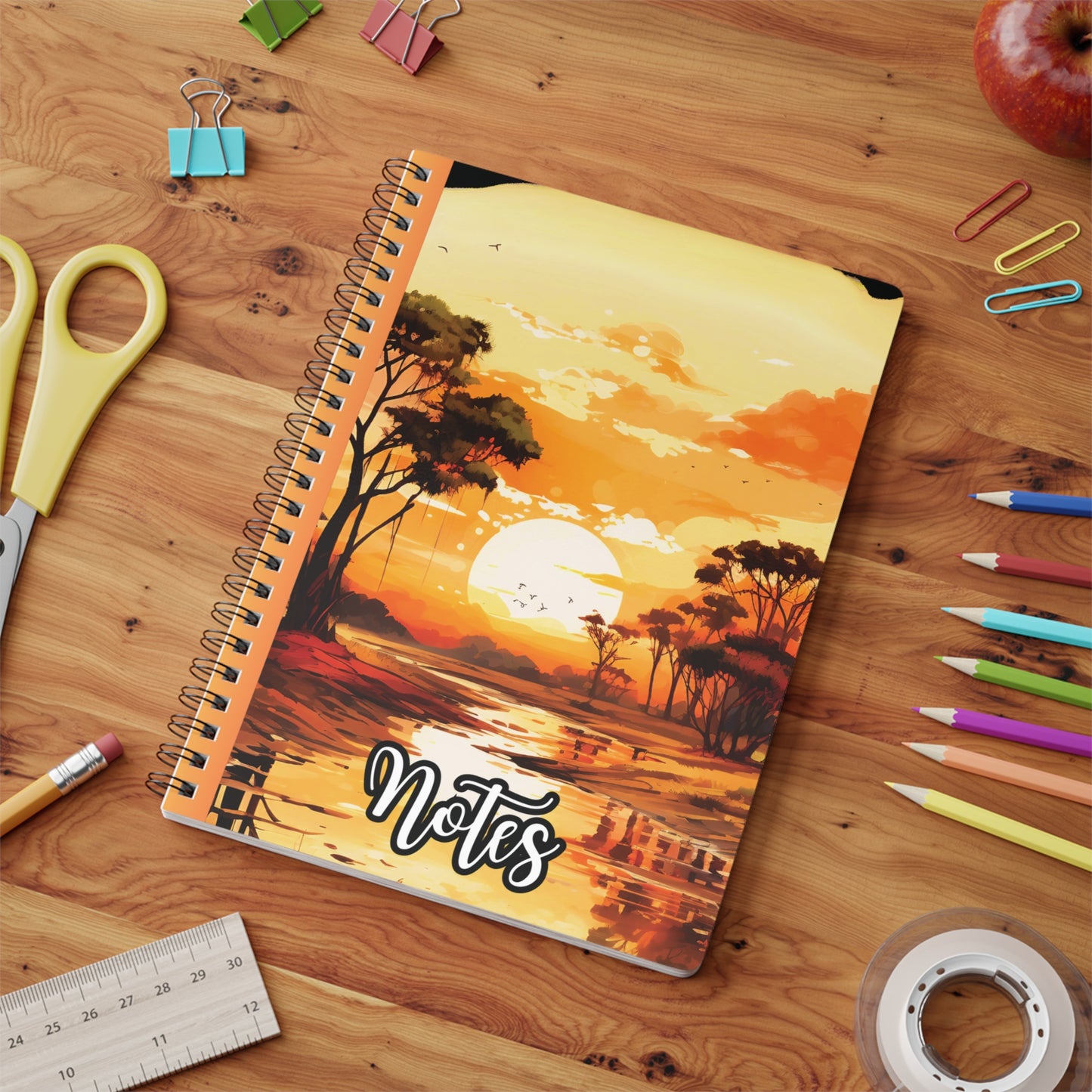 Sunset Serenity Wirobound Notebook, Notebook for Journaling, Sketching, Travel Journal, Gift for Nature Lovers, Eco-Friendly