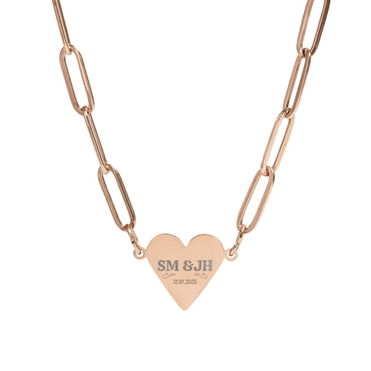 Engravable Paperclip Heart Necklace – Personalized Heart Name Pendant
