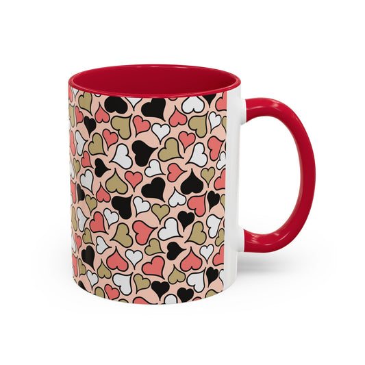 Heart Patterned Coffee Mug - Colorful Love Design, Perfect for Gifts & Celebrations