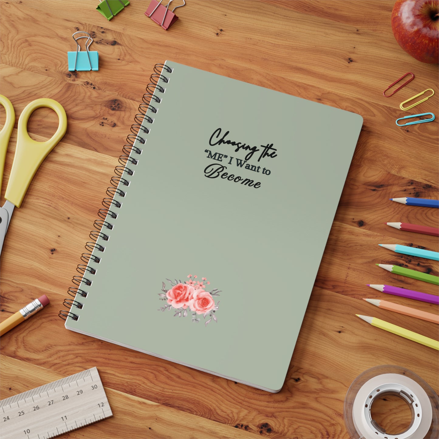 Inspirational Wirobound Notebook - 'Choosing the ME I Want to Become', Journal, Planner, Motivational Gift, Stationery