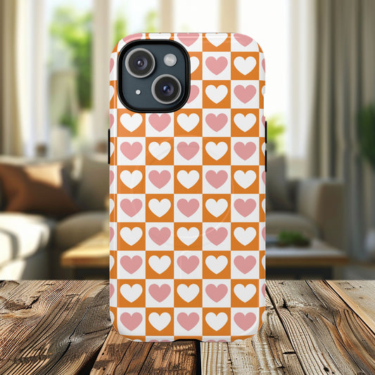 Heart Pattern Magnetic iPhone Case, Valentine Gift, Cute iPhone Accessory, Durable Case for Lovers, Custom iPhone Skin, Sweetheart Case