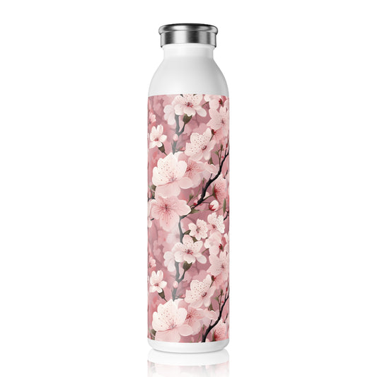 Cherry Blossom Elegant Floral Slim Water Bottle - Stylish Hydration for Every Occasion
