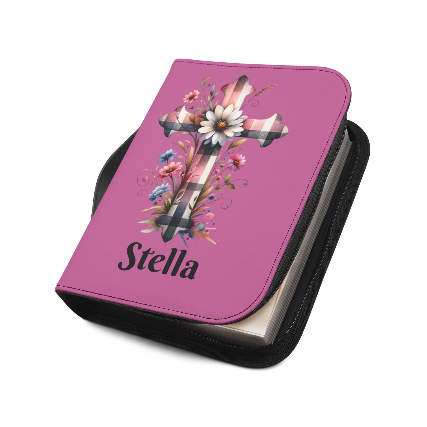 Personalized Floral Cross Bible Cover - Trust in the Lord Design| Baptism | Christening | Anniversary | Birthday Gifts.