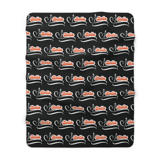 Personalized Name Sherpa Blanket — Cozy Fleece Throw with Script Logo, Christmas Gifts, Gifts for Her/Him.