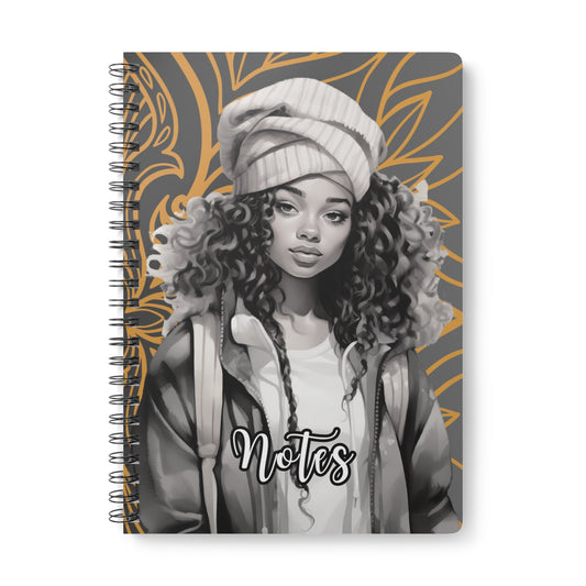 Chic Spiral Notebook, Fashion Journal, Girl Power Notebook, A5 Sketchbook, Inspirational Writing Pad, Unique Gift Idea