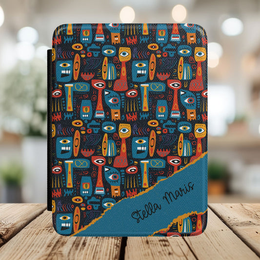 Personalized Kindle Case - Colorful Abstract Totem Pattern with Custom Name