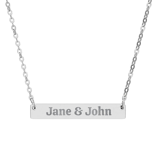 Engraved Horizontal Bar Necklace — Personalized Name Bar Necklace (Custom Name)