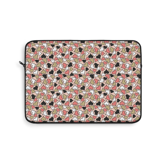 Stylish Hearts Laptop Sleeve with Modern Pattern | Cute Computer Case, Tech Accessory, Gift for Students, Laptop Bag, Trendy Design
