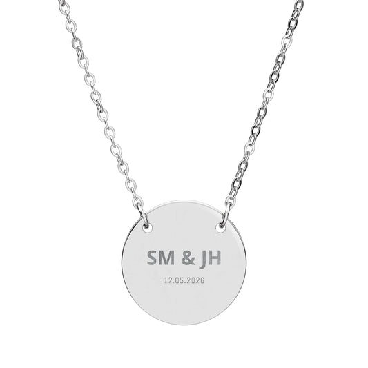 Engraved Circle Necklace — Personalized Initials Pendant