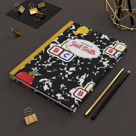 Custom Black Composition Book Inspired Ruled Hardcover Journal for Kids, Fun School Notebook, Customizable Composition Book, Back to School Gift, Learning Organizer