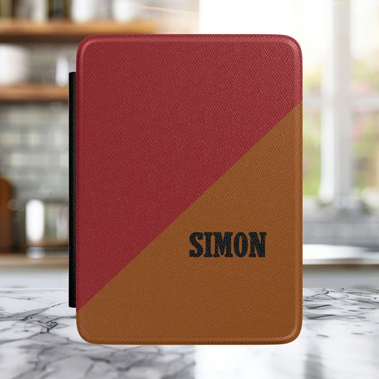 Minimal Monogram Kindle Case – Custom Initials E-Reader Cover (Light Brown & Brown Accent)