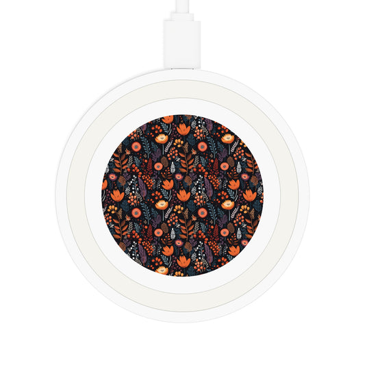 Autumn Bloom Floral Quake Wireless Charging Pad – Stylish Fast Charger for Home & Office
