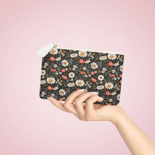 Blossom Elegance: Noir Garden Floral Pattern Mini Clutch Bag - Perfect for Gifts, Parties & Everyday Use