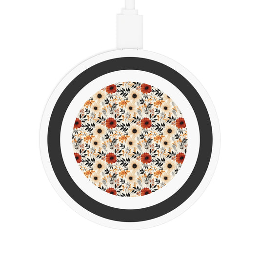 Boho Chic Floral Wireless Charging Pad - Quake Design, Perfect for Home & Office