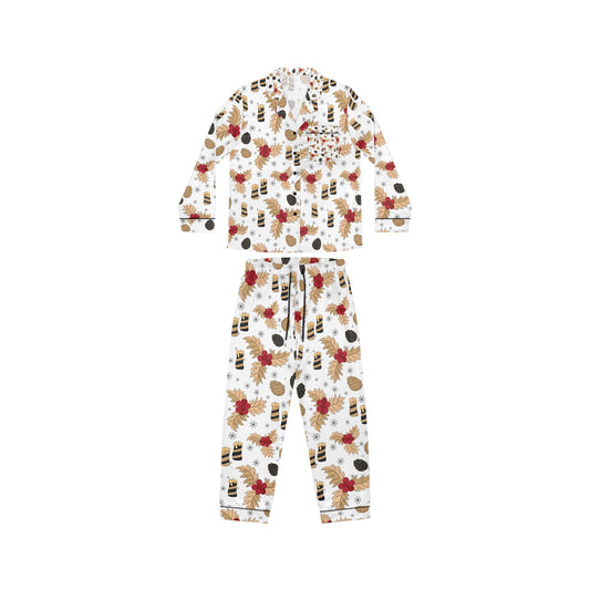Holiday Bloom Sleep Women's Satin Pajamas (AOP)