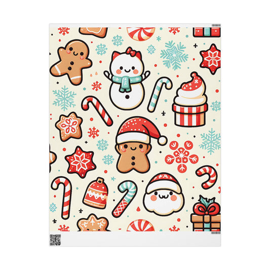 Wrapping Papers - Cream Ginger Bread Holiday Collection - Matte or Glossy Finish - 90gsm Paper