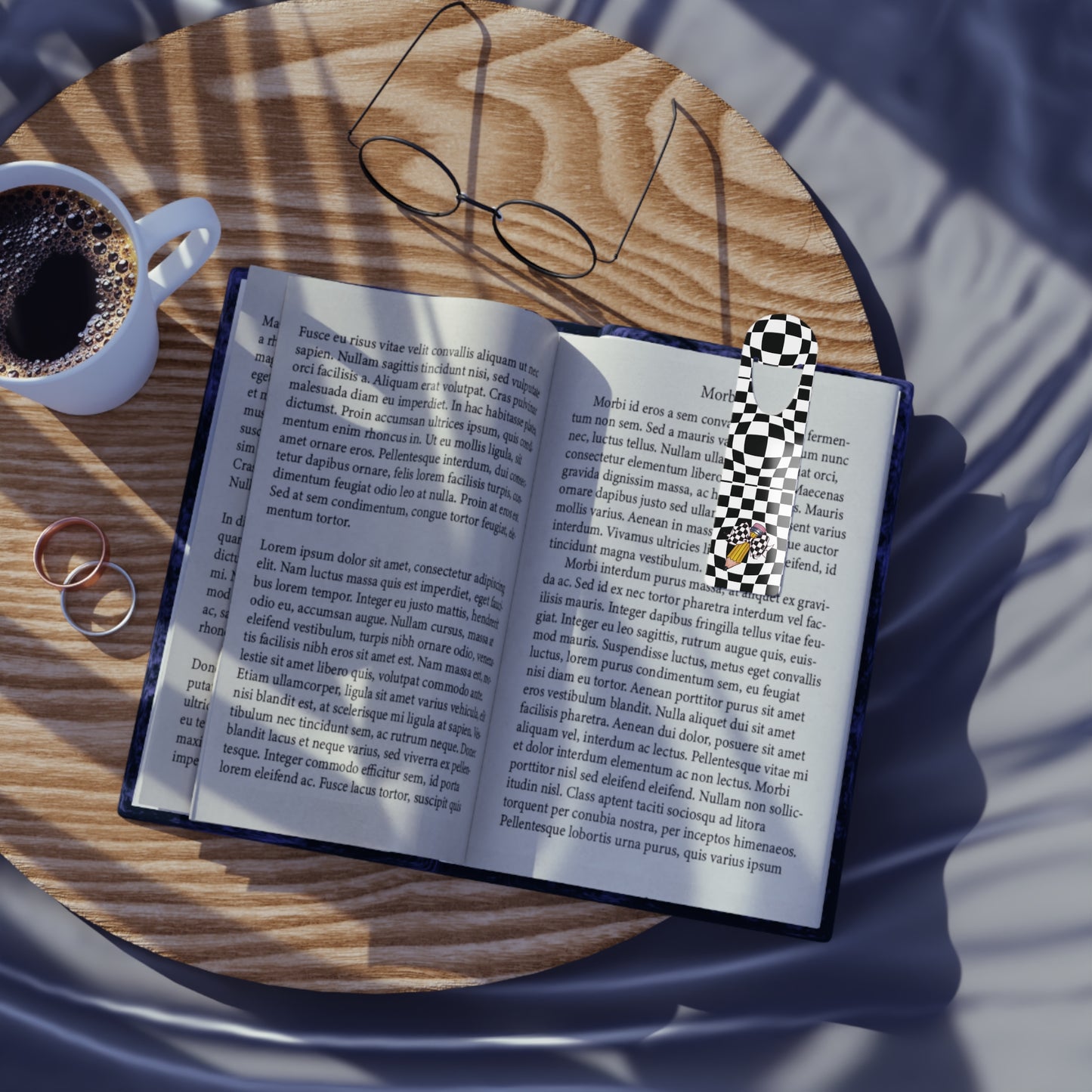 Black Checkered Charm Bookmark