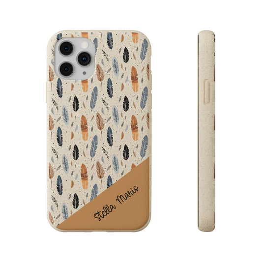 Personalized Whispering Feathers Samsung and iPhone Biodegradable Case, Custom Name Case.