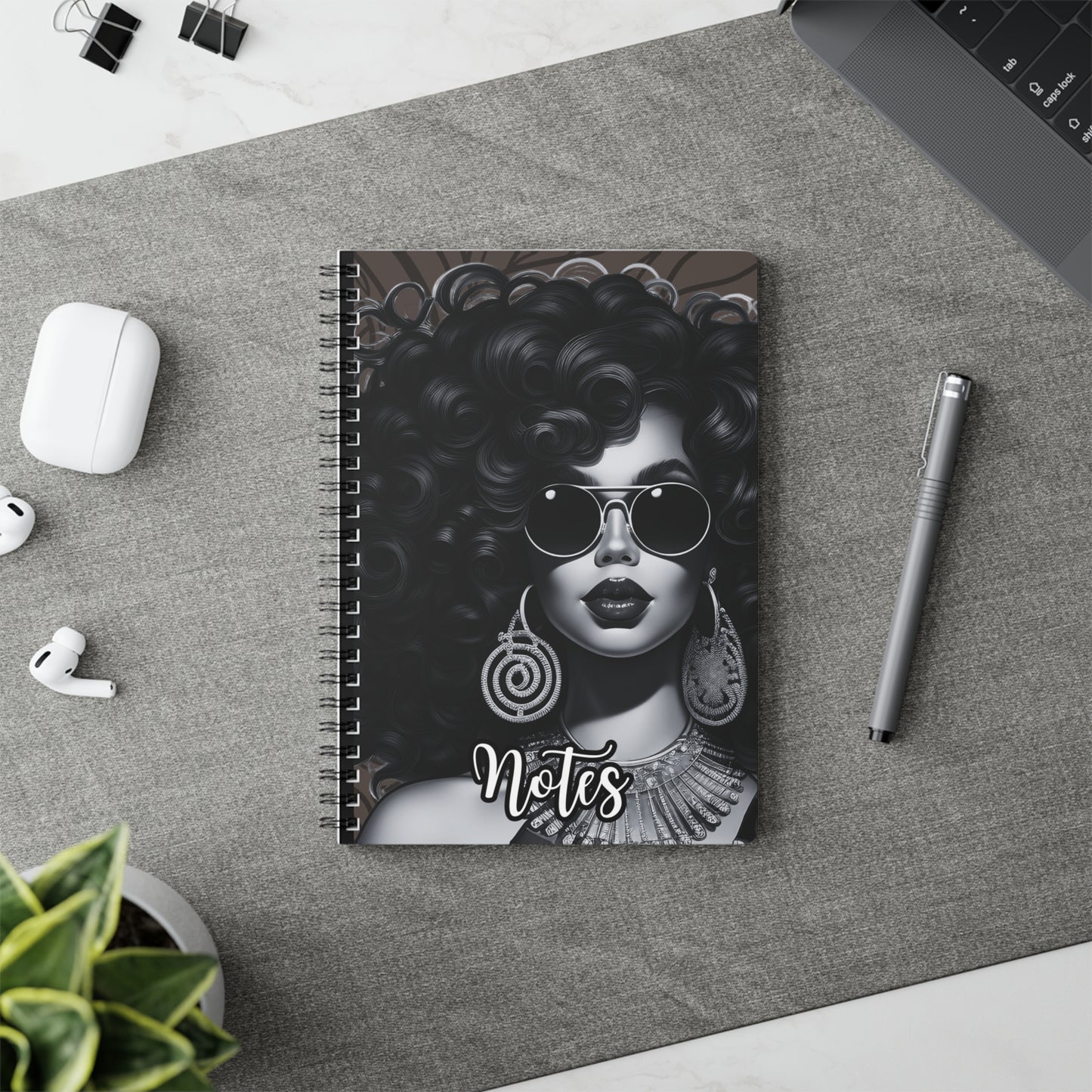 Chic Spiral Notebook, Stylish Journal for Notes, Gift for Her, Black-Owned Business, Inspirational Decor, Fashionista Essential