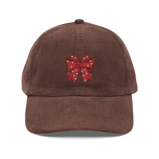 Vintage Coquette Embroidery Corduroy Cap