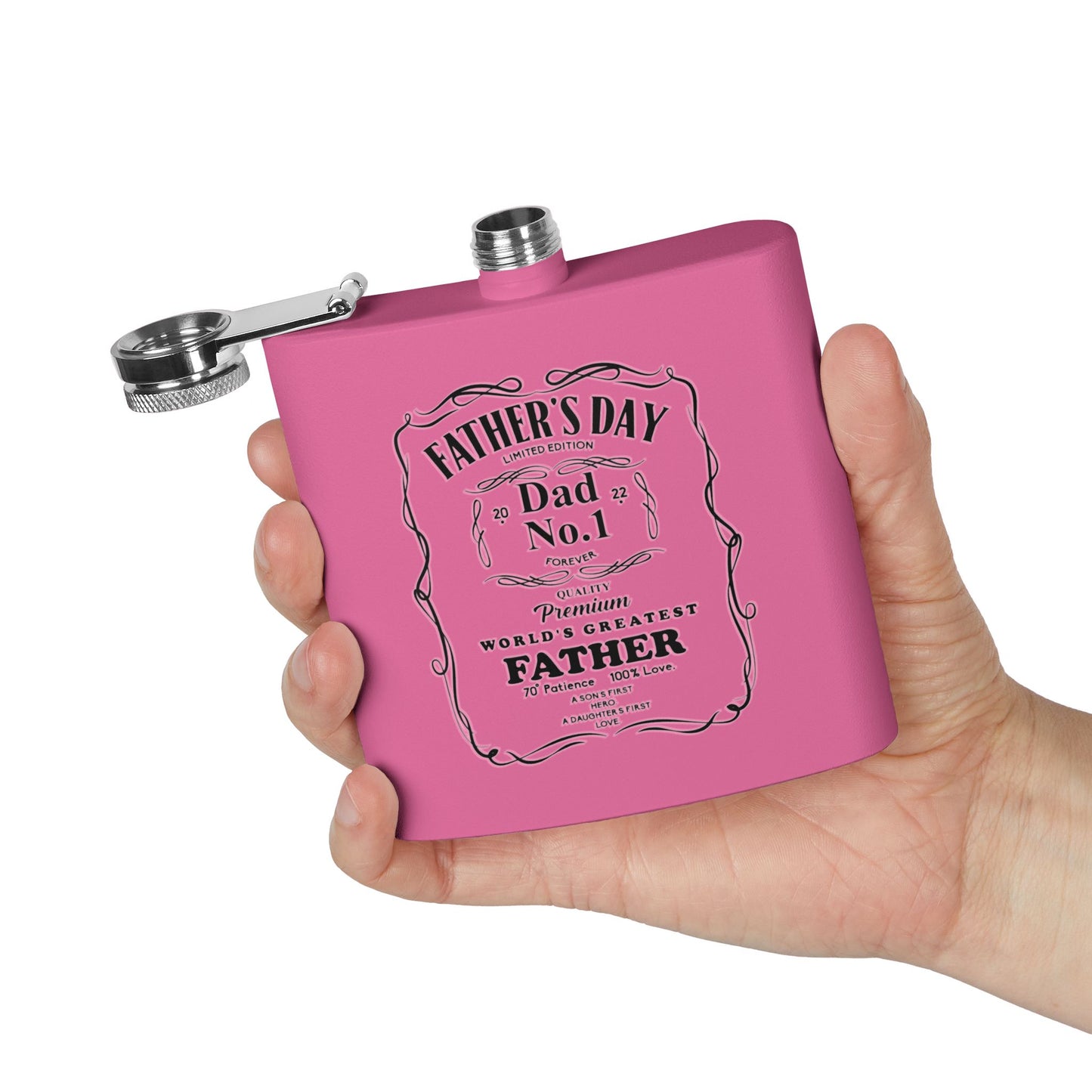 Father's Day Stainless Steel Flask - World's Greatest Dad Gift, Personalized Hip Flask, Groomsmen Gift, Engraved Drinkware