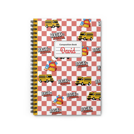 Personalized Red SchoolYard Chic Composition Book Inspired Playful Spiral Notebook - Perfect for School, Journaling, Kids, Teachers, Back to School Gifts