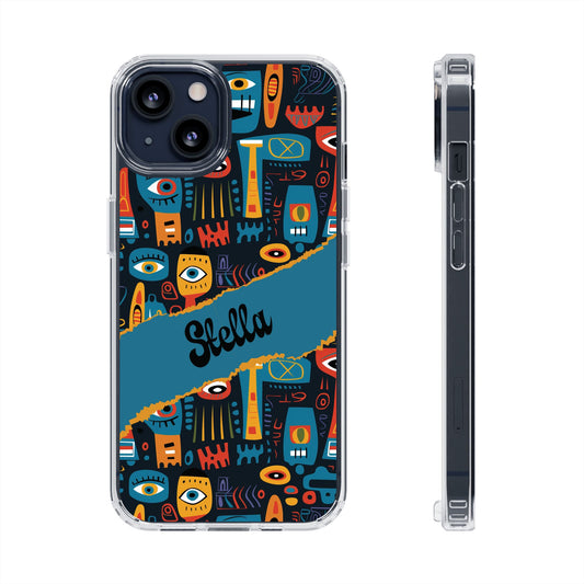 Phone Case — Colorful Abstract Faces Clear Impact-Resistant Case