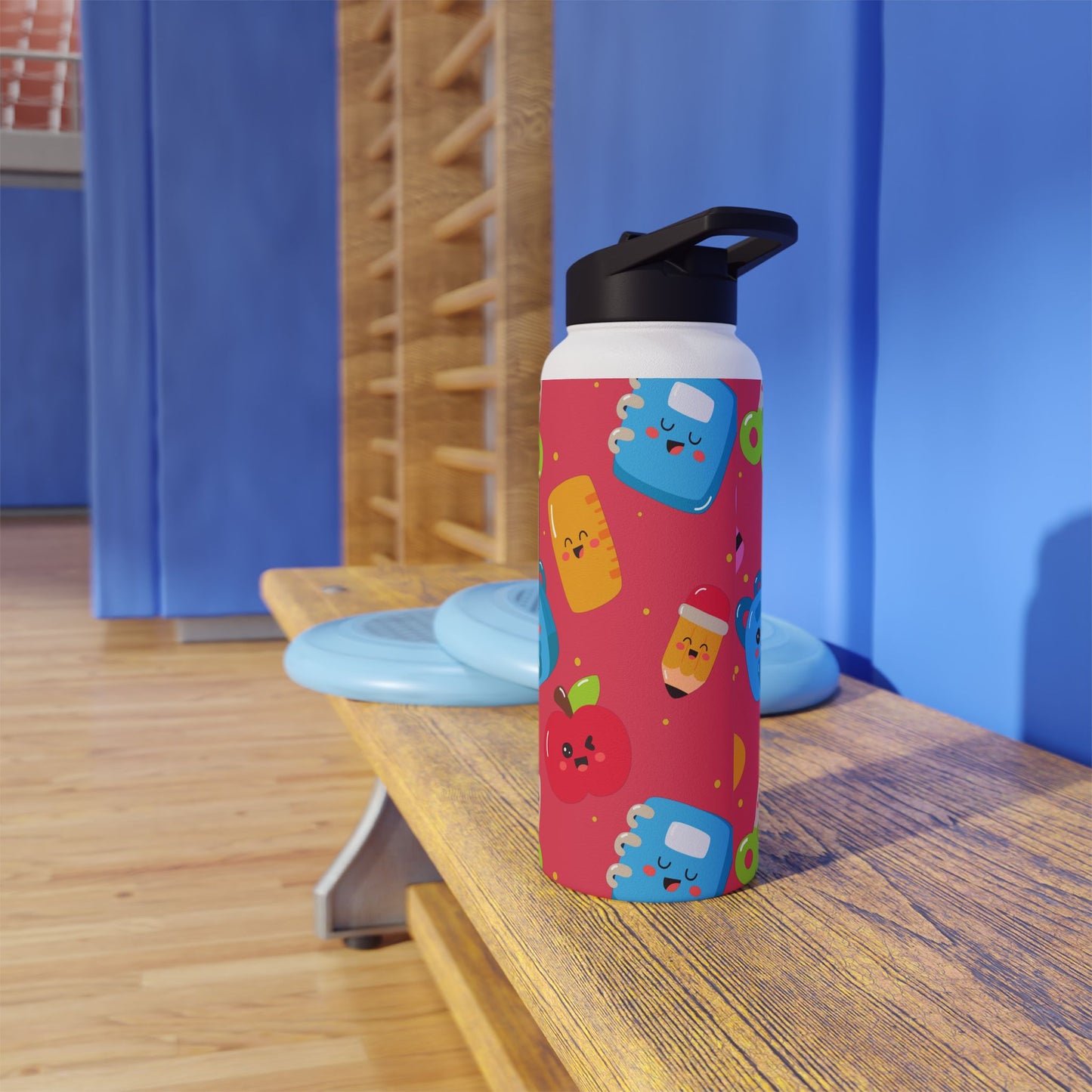 Personalized Kawaii Composition Book Inspired Stainless Steel Water Bottle for Kids, School Supplies, Eco-Friendly Drinkware, Back to School, Teacher Gifts