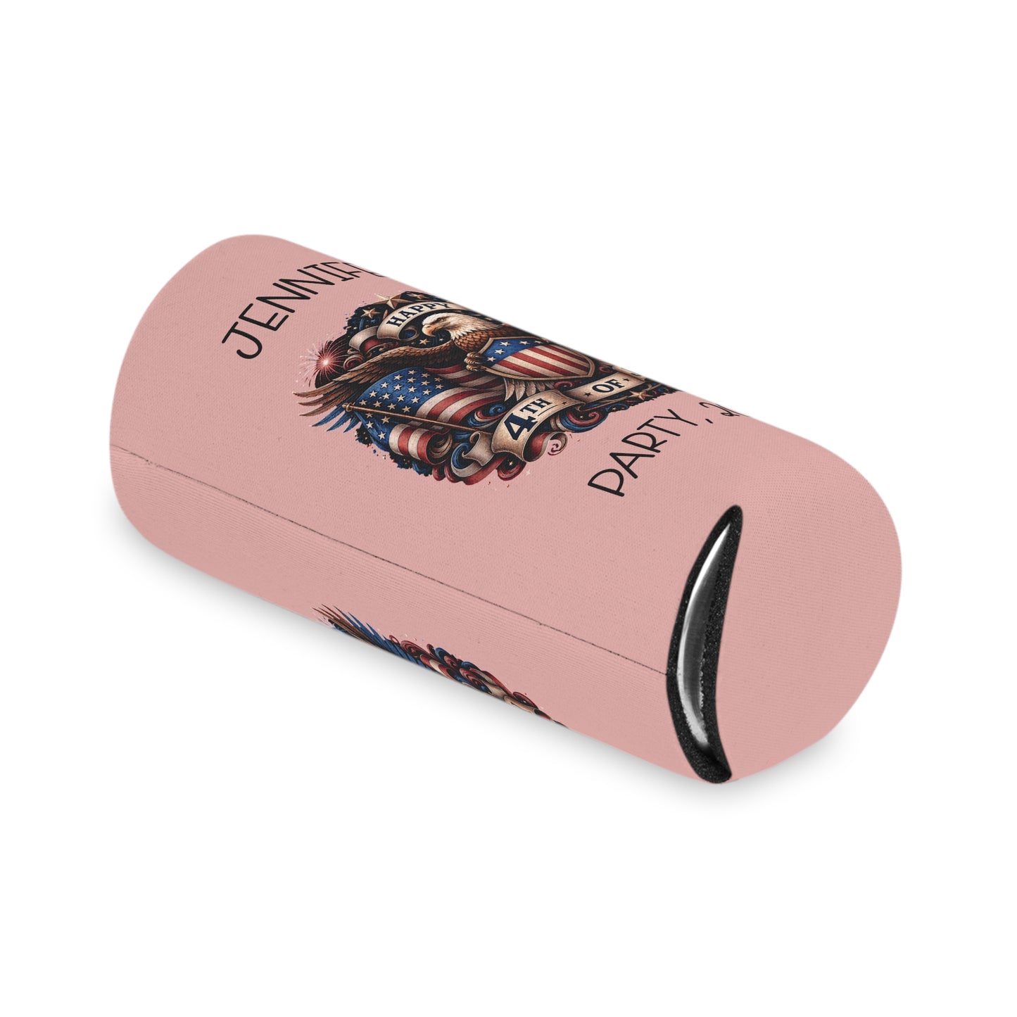 Personalized 4th of July Can Cooler — Custom Name Patriotic Eagle