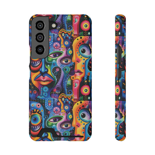 Psychedelic Visions Phone Case with Card Holder - Colorful and Stylish Design for Creatives