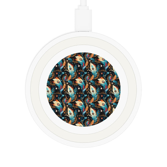 Ethereal Feathers Artistic Wireless Charging Pad - Quake Design, Perfect for Tech Lovers and Gift Giving