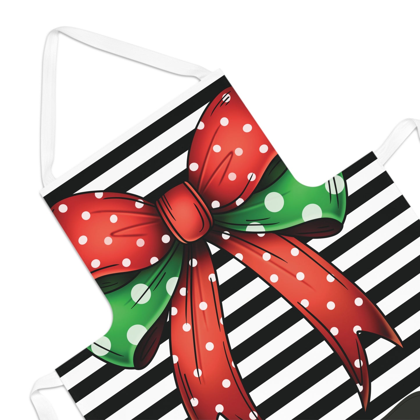 Personalized Striped Bow Red Polka Dot Chef Apron with Loop & Ties