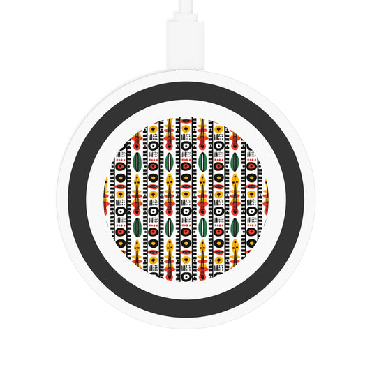 Afrobeat Harmony Quake Wireless Charging Pad - Colorful Geometric Design for Modern Tech Lovers