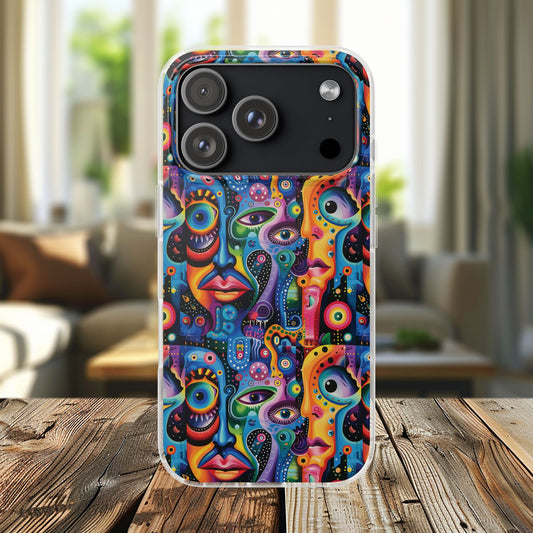 Psychedelic Visions Flexi iPhone and Samsung Case - Colorful Abstract Design.