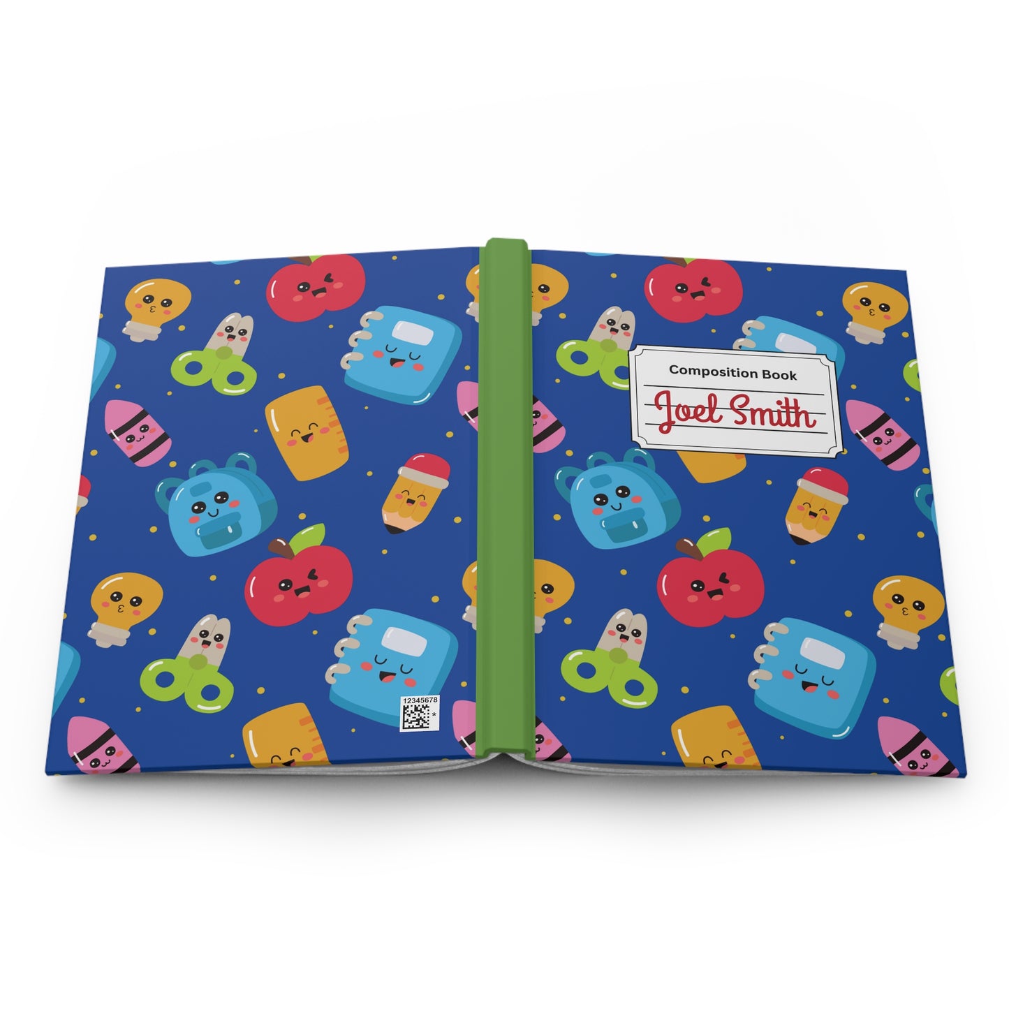 Custom Blue Kawaii Composition Book Inspired Ruled Hardcover Journal for Kids, Fun School Notebook, Customizable Composition Book, Back to School Gift, Learning Organizer