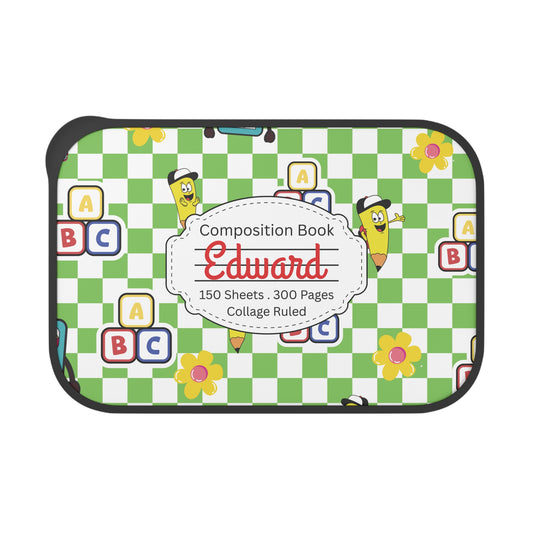 Personalized Green SchoolYard Chic Composition Book Composition Book Inspired Bento Box, Fun Lunch Container, School Lunch, Meal Prep, Kids' Utensils, Back to School, Child's Lunchbox