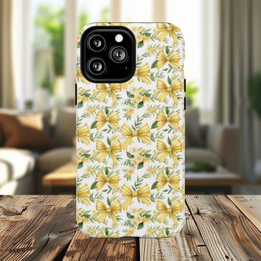 Sunshine Coquette Bows Tough Magnetic iPhone Case, Durable iPhone Cover, Girly Tech Accessory, Nature-Inspired Gift for Her, Spring Decor