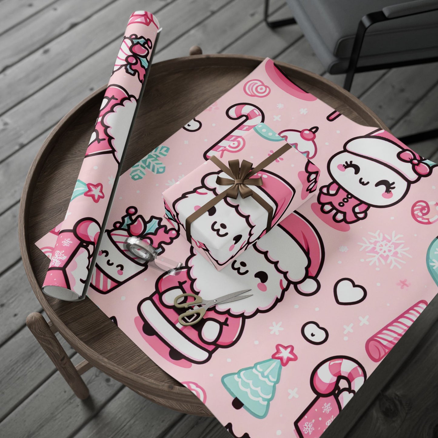 Wrapping Papers - Pink Santa Claus Holiday Collection - Matte or Glossy Finish - 90gsm Paper