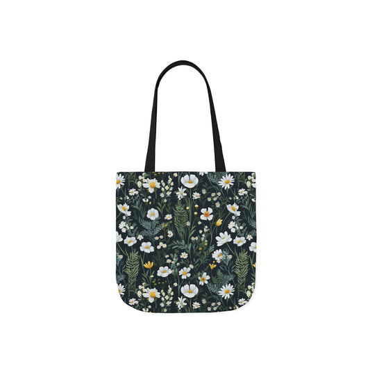 Daisy Delight Floral Canvas Tote Bag with 5-Color Straps | Eco-Friendly Shopping Bag
