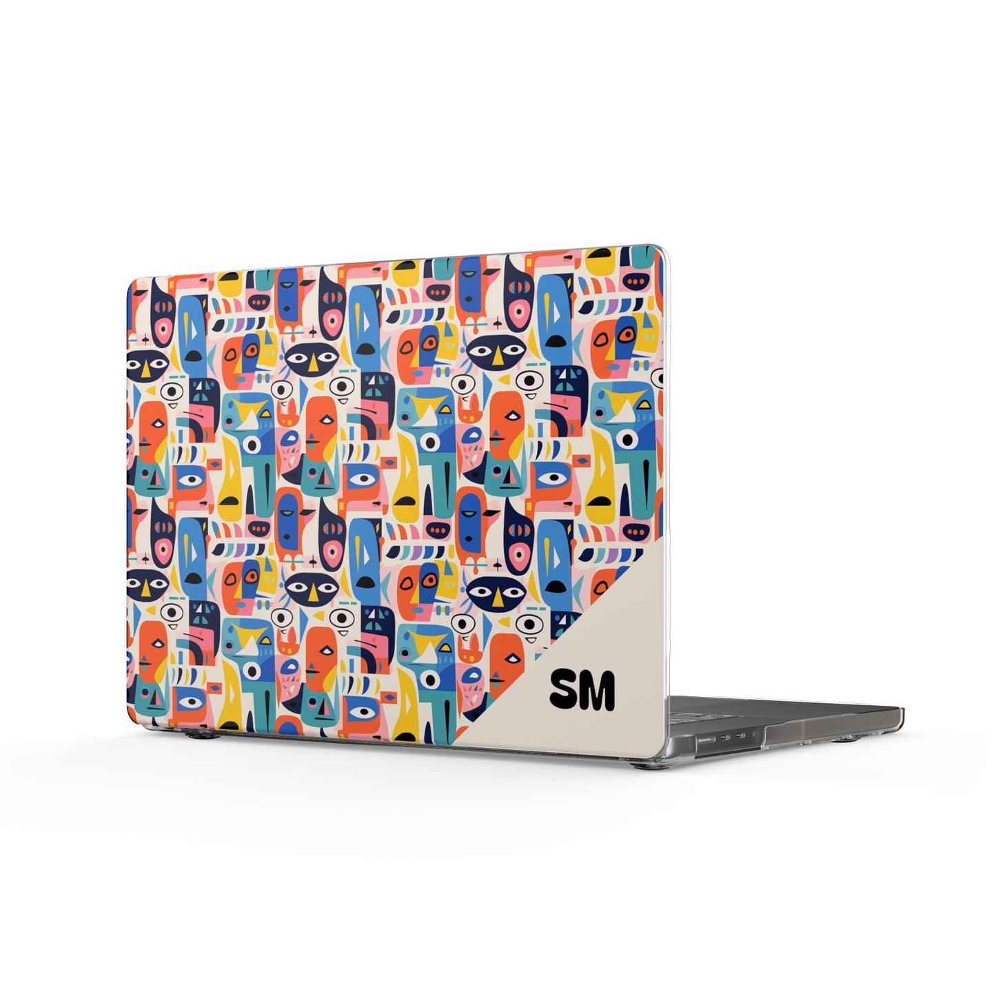 Personalized Colorful Abstract Faces Clear MacBook Case — Modern Art Laptop Cover