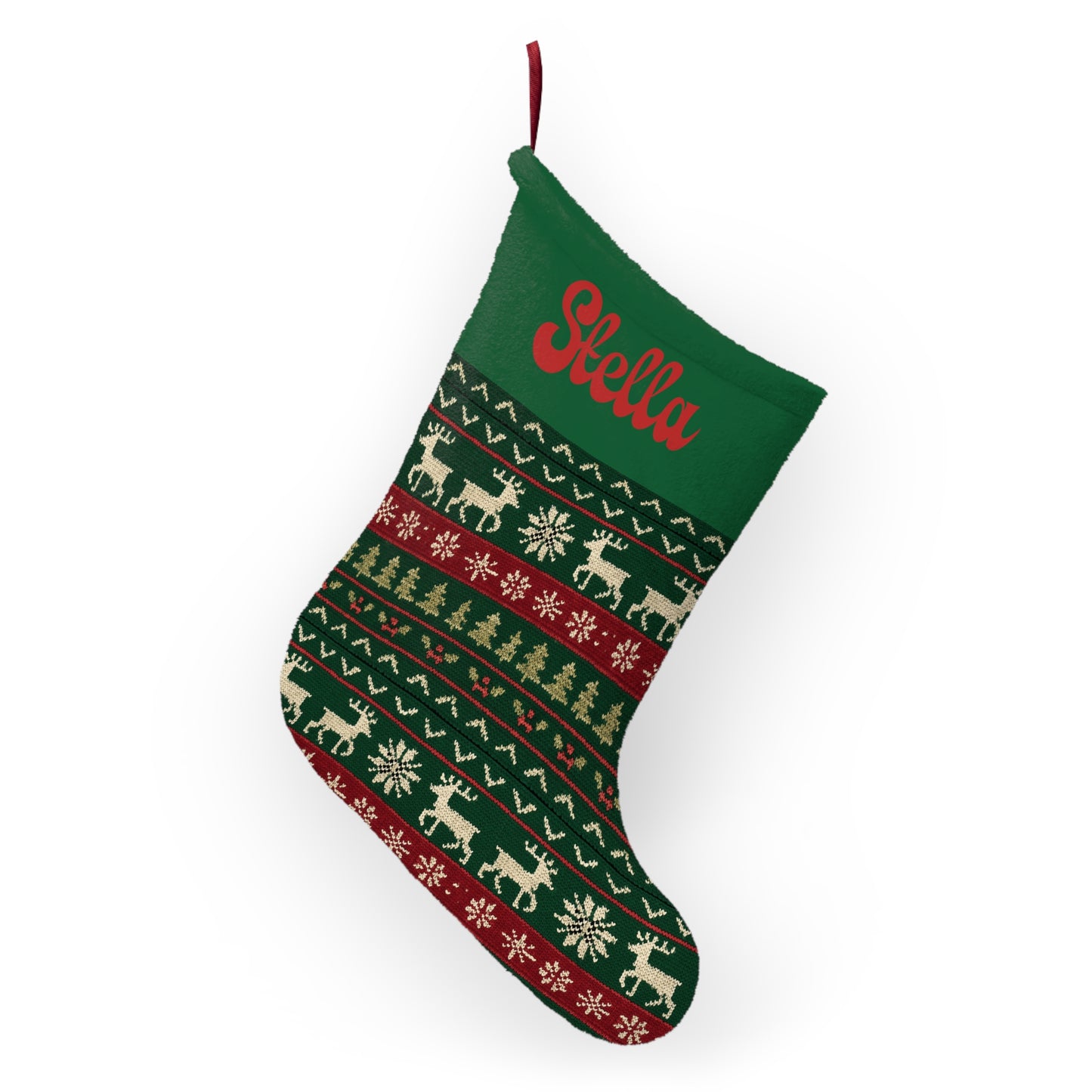 Personalized Classic Nordic Reindeer Christmas Stocking
