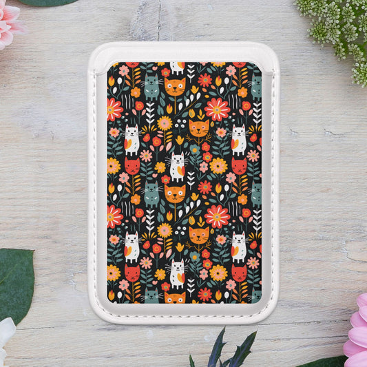 Whimsical Feline Garden Magsafe Vegan Card Wallet