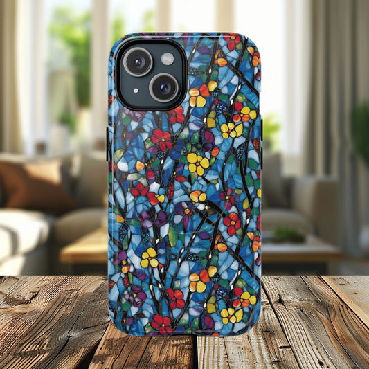 Colorful Floral Phone Case, Tough Magnetic Phone Cover, Durable Tech Accessory, Unique Gift for Her, Vibrant Smartphone Case