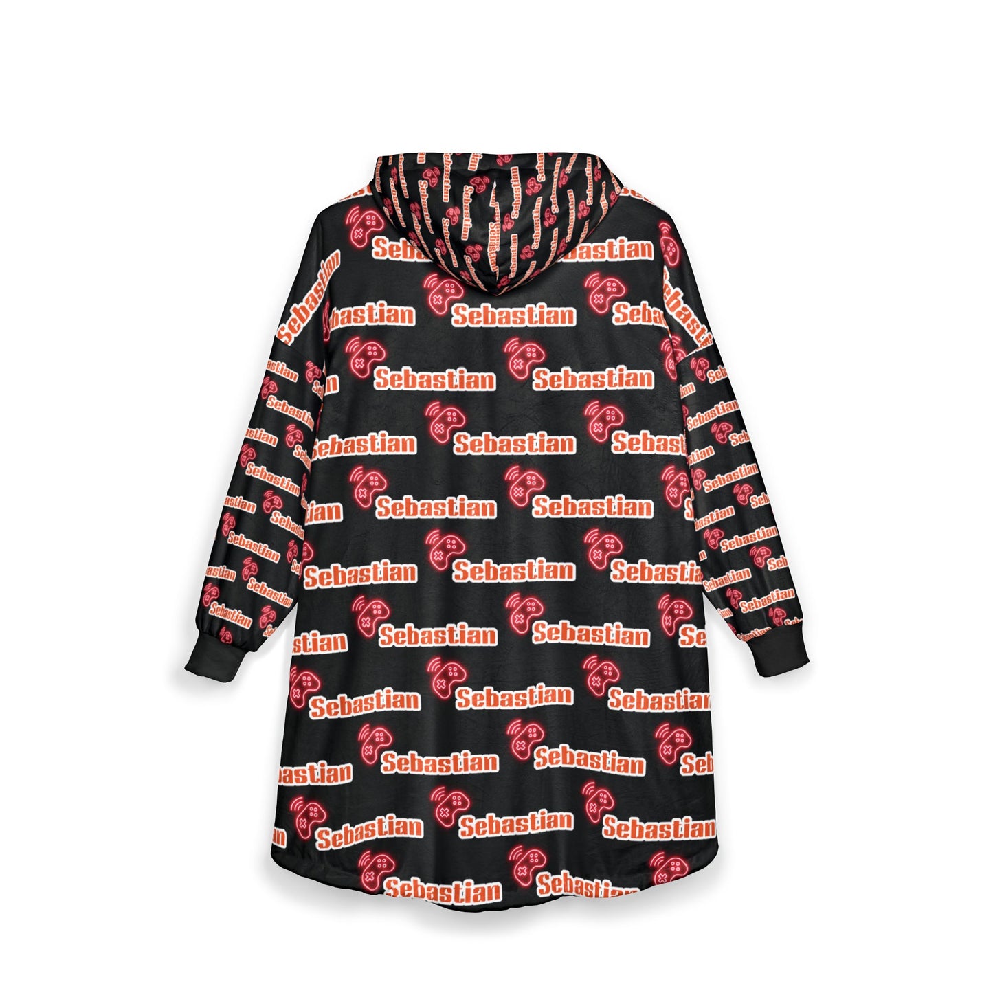 Personalized Christmas Hoodie Blanket - Cozy Holiday Hooded Blanket with 'Christmas' Script Pattern